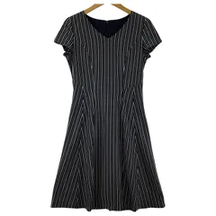 COUP DE CHANCE クード・シャンス ストライプ Vネックワンピース size34/ネイビー