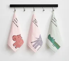 ループ付き ハンドタオル 2枚 保育園 入園グッズ 入園準備 かわいい 動物柄