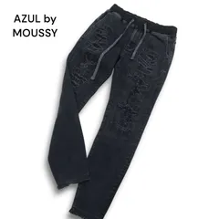 AZUL by MOUSSY アズール マウジー 加工★ ストレッチ イージー スキニー デニム パンツ ジーンズ Sz.M メンズ ブラック