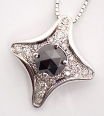 美品 ブラックダイヤモンドネックレス BD1.19ct D0.21ct K18WG 6.0g ホワイトゴールド 18金チェーン レディース ネックレス