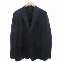サルヴァトーレフェラガモ Salvatore Ferragamo テーラードジャケット ブレザー ウール シルク混 リネン混 カシミヤ混 チェック 56 ネイビー /JSのサムネイル