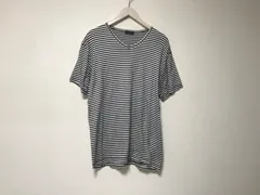 本物ジョゼフオムJOSEPHHOMMEレーヨンコットンVネックボーダー柄半袖TシャツメンズサーフアメカジミリタリーストリートスケーターワークビジネススーツストリートスケーターモードゴルフドレスロックバンTインナーバイカー黒ブラック白ホワイト50日本製XLのサムネイル