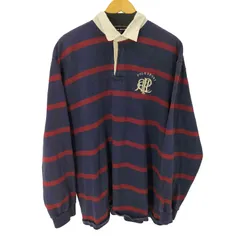 ポロスポーツラルフローレン POLO SPORT RALPH LAUREN 90S  L/S ボーダー柄フロントロゴ刺繍 ラガーシャツ メンズ import：XXL 