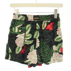 グッチ GUCCI 20SS ショートパンツ イージーパンツ 花柄 タグ付き 絹 シルク 36 XXS 黒 ブラック 赤 レッド 緑 グリーン /YTのサムネイル
