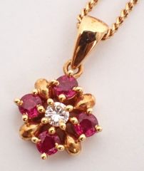 田崎(タサキ) ネックレス ルビー ダイヤ0.06ct K18PG 4.0g ピンクゴールド 18金 ダイヤモンド レディース