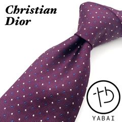 美品✨ Christian Dior ネクタイ　ドット柄　ジャガード　パープル　シルク100％ USA製