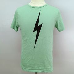 BOLT ライトニング ボルト カットソー Tシャツ 半袖 S 稲妻 プリント マラカイトグリーン