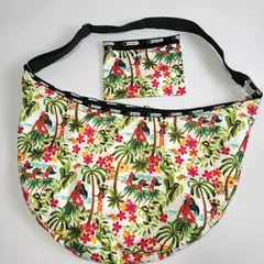 【美品】LE SPORTSAC レスポートサック　ハワイ限定　大容量　ショルダーバッグ ポーチ付き　フラガール　フラチョコレート　花柄