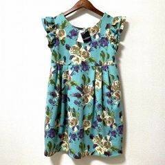 ケイタマルヤマ 花柄 フリル袖 ミニワンピース シルクシフォン M