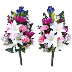 お墓用造花仏花 全長52cm. 一対 リアル供花 仏壇前でも 高品質 NO299