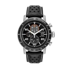 Free Shipping: Citizen Eco-Drive Men's Brycen Leather Chronograph Watch - CA0649-14E Black