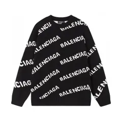 バレンシアガ balenciaga ニット セーター ロゴ 総柄 ウール キャメル 