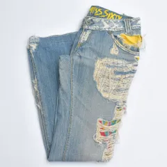 00s Y2K Miss Sixty ミスシックスティ グランジデザイン セミフレア ダメージデニムパンツ ローライズ クラッシュ加工 ヴィンテージ ビンテージ ヨーロッパ古着 レディースW84cm