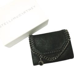 Stella McCartney ステラマッカートニー イタリア製 FALABELLA SMALL WALLET ファラベラ シャギーディア 二つ折り財布 391836 W9132 1000 ブラック コンパクト g22733