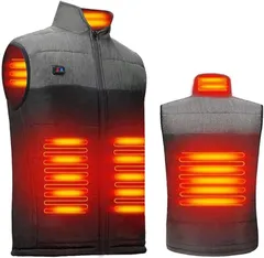 AmeriLuck 互換品電熱ベスト ヒートジャケット 加熱服 USB充電式電熱ベスト ダブルスイッチ 前後独立温度設定可能 3段階温度調整(グレー/ブラック,  L)のサムネイル