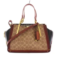 コーチ COACH 38846 ドリーマー シグネチャー ハンドバッグ ショルダーバッグ 2WAY ベージュ 赤茶 黒 /YM ■OF
