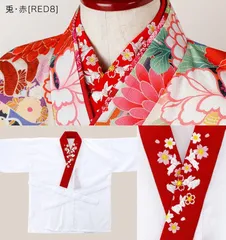 刺繍入り半襟付き肌襦袢【兎・赤】95cm(XXS)~165cm(M)　TAK