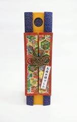 コロコロコイン 彩どりおふだ 友禅紙 華やか 崩しハニカム柄に小花 扇 古典柄 金色が華やかな加賀友禅  細かい松葉 青地 手作りの想いが伝わります
