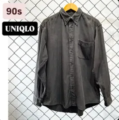 90s UNIQLO OLDUNIQLO corduroy　L/S  shirt  コーデュロイ　長袖シャツ　紺タグ　90年代　ユニクロ　メンズ　メンズ古着　古着　国内ブランド　国内ファッション　アメカジファッション　アメカジ　ブラック　L