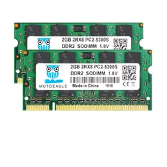 【新品・即日発送】1.8V CL5 200Pin Non-ECC 2GB×2枚 SO-DIMM 667 Mac DDR2 対応 ノートPC用メモリPC2-5300