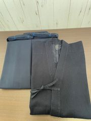 a584☆剣道防具☆綿剣道着2号+テトロン袴25号☆信武☆道着＋袴セット☆身長165㎝くらい細身女性向け