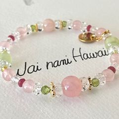 再販『 Aloha kua 愛らしく 』ハワイアンパワーストーンブレスレット