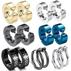 【数量限定】ピアス フープピアス 金属アレルギー対応 ファッション イヤリング イヤーカフ メンズ レディース 【7種ペア14個セット】フープ サージカルステンレス フェイクピアス GOKEI