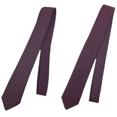 HERMES エルメス ネクタイ 2WAY シルク ドット ボルドー aq11630