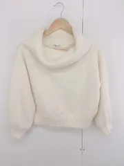 ◇ earth music&ecology オフタートルネック ショート丈 長袖 ニット セーター サイズF アイボリー レディース メンズ E  【1306160026713】