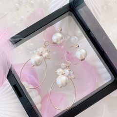【２サイズ展開・2way】取り外し可能・ルナ＊パール・チャーム 付きビューティーカフ・耳たぶ回しや耳輪ゴムで有名さとう式リンパケアの理論に基づいたイヤーアクセサリー