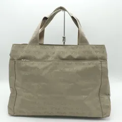 フィラ トートバッグ ハンドバッグ ロゴ総柄 スポーツ 大容量 鞄 カバン レディース ベージュ FILA 【中古】