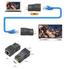 HDMI延長器 30m対応 RJ45 LANケーブル伝送用 HDMIエクステンダー 信号増幅 単一LANケーブル対応 ネットワーク延長アダプターka10000a318