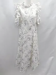 ◇ ⊂◎ An MILLE アンミール 花柄 フリル装飾 半袖 ロング ワンピース サイズ表記なし ホワイト レディース E  【1501160022097】