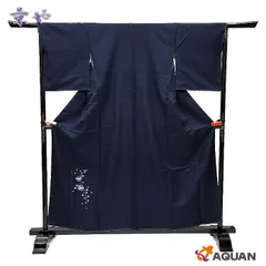 セール 京やB035 正絹 付下げ 訪問着 附下 袷 やまと謹製 ガード加工済 割付地模様 創作花 刺繍 紺青色 ネイビー 仕立て上がり 未使用 新古品