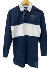 RALPH LAUREN (ラルフローレン) 長袖ラガーシャツ ボーダー ワンポイントロゴ M ネイビー メンズ/045