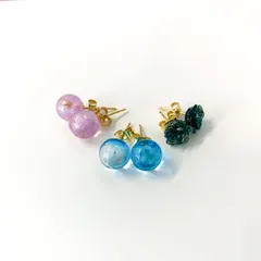 【ハンドメイド】UVレジンピアス　球体　薔薇　セットB 
