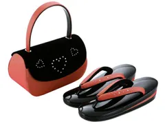 訳あり 振袖用 ベロア調 ラインストーン飾り付き 三枚芯 草履バッグセット フリーサイズ オレンジ　bs-331-22 