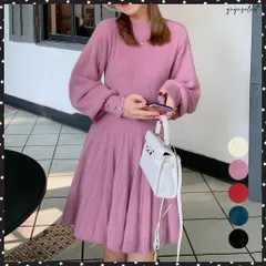 ニットワンピース ミンクタッチミニワンピおしゃれ 膝上ワンピース ラウンドネック レディース フェミニン ショート丈ワンピ 秋冬 オフィスカジュアル 大人可愛いワンピース ドレス フレアワンピ 韓国 キレイめワンピース