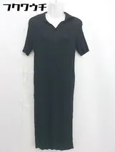 ◇ SAISON DE PAPILLON セゾンドパピヨン リブ ニット 半袖 膝下丈 ワンピース サイズM ブラック レディース  【1106220007795】