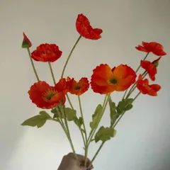 まとめ売り光触媒かわいいビタミン色ポピー造花3本セット
