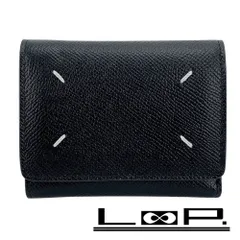 □新同□ メゾンマルジェラ 4ステッチ コンパクト ウォレット 三  