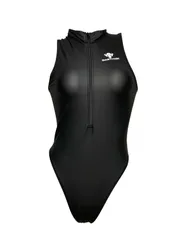 SWIMHXBY 競泳水着 レディース 黒 フロントジップ PU ウォーターポロ S-7XL