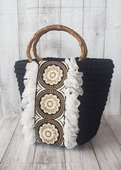ズパゲッティバック ウィステリア インド刺繍テープ付きバンブー 