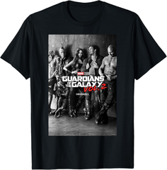 新生活応援SALE　マーベル ガーディアンズ・オブ・ギャラクシー Vol.2 グループショットポスター Tシャツ　メンズ　S～３XL