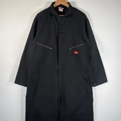 古着 ディッキーズ Dickies 長袖つなぎ オールインワン ワーク 作業着 大きいサイズ ペインター ワンポイントロゴ 48 TALL  ブラック メンズ