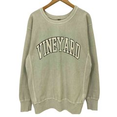 バーンズ アウト フィッターズ BARNS OUT FITTERS 日本製 VINEYARD ピグメント 加工 アーチロゴ ラバー プリント クルーネック サイドパネル スウェット メンズ JPN：L 