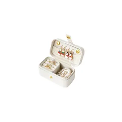 【在庫セール】ミニ 携帯用 ジュエリーケース 持ち運び コンパクト アクセサリー ケース 可愛い ジュエリー ボックス Tianyingジュエリーケース ネックレス ピアス 指輪置き 腕時計 小銭入れ 化粧品 プレゼント (白)