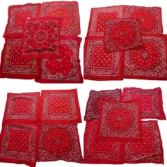 古着卸 まとめ売り ペイズリー柄 バンダナ 小物 19枚セット (ユニセックス ) レッド 赤 中古 古着 NB4163