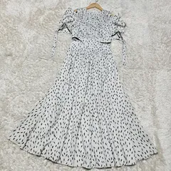 2023【美品】SNIDEL　スイッチングデコルテオープンワンピース　0サイズ S相当　アイボリー　ドット