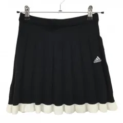 【超美品】アディダス ニットスカート 黒×白 ナイロン100％ レディース S ゴルフウェア adidas